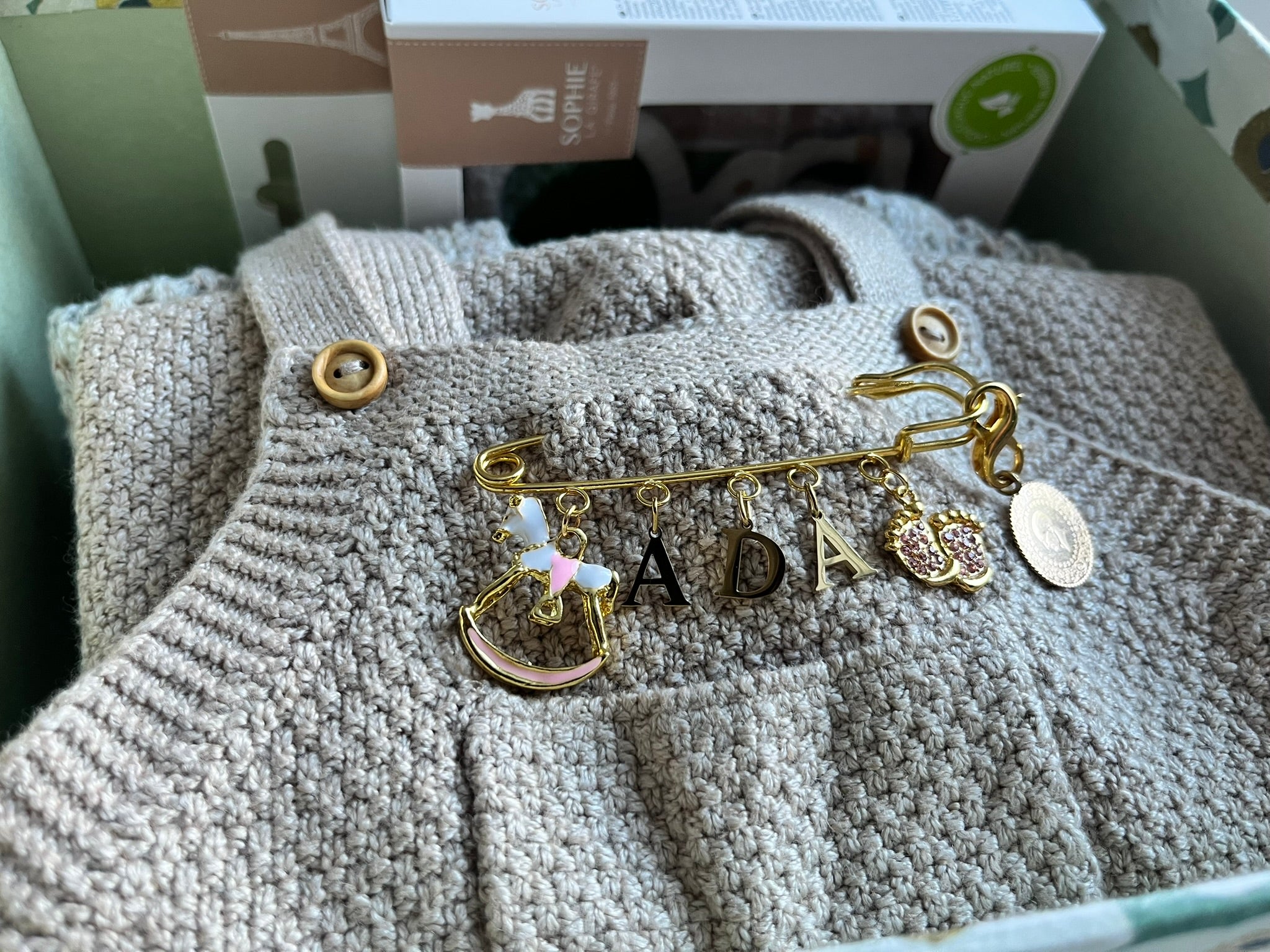 Befestigungsklammer für Babybroschen - z.B. für Goldstück / Goldmünze / Ceyrek