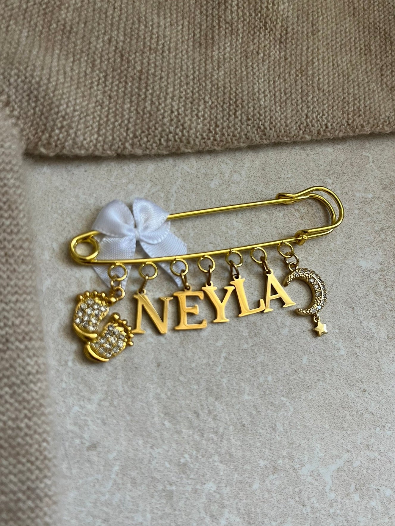 Babybrosche mit Mond & Stern