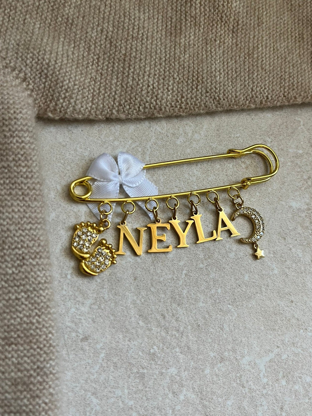 Babybrosche mit Mond & Stern