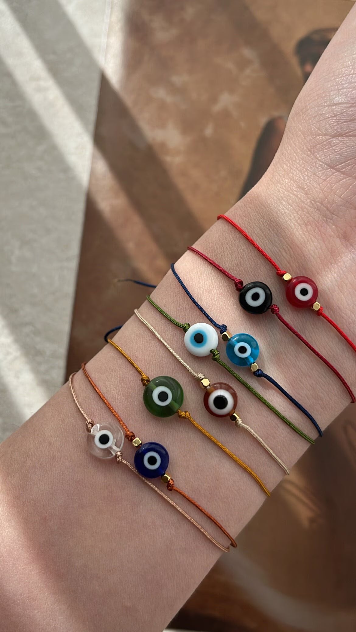 Makramee Armband mit Evil Eye / Nazar
